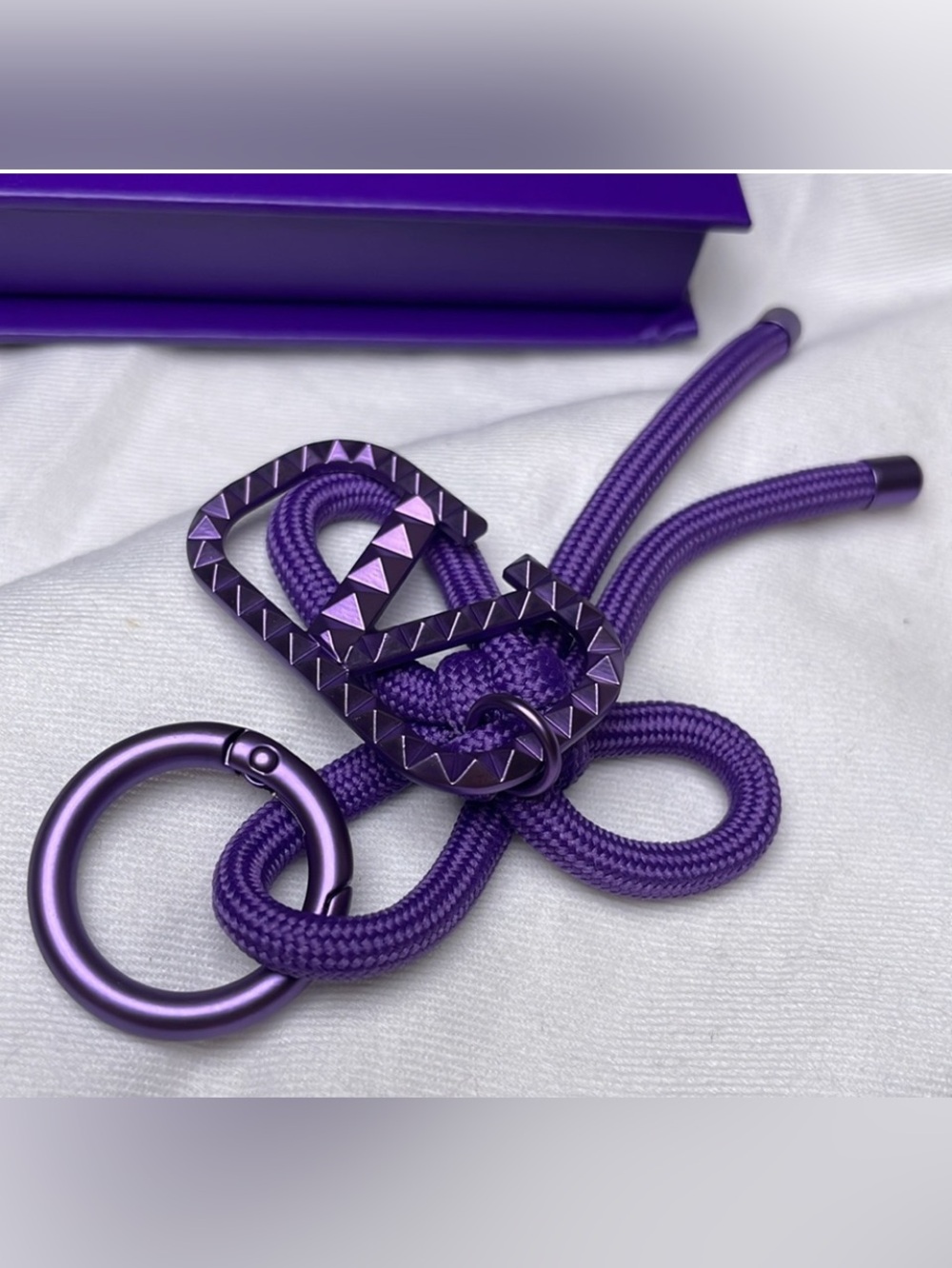 Valentino Matte Purple RockStud Spiked Bag Charm/Key Chain NIB